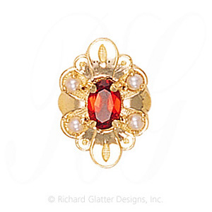 GS437 G/PL - 14 Karat Gold Slide with Garnet center and Pearl accents 